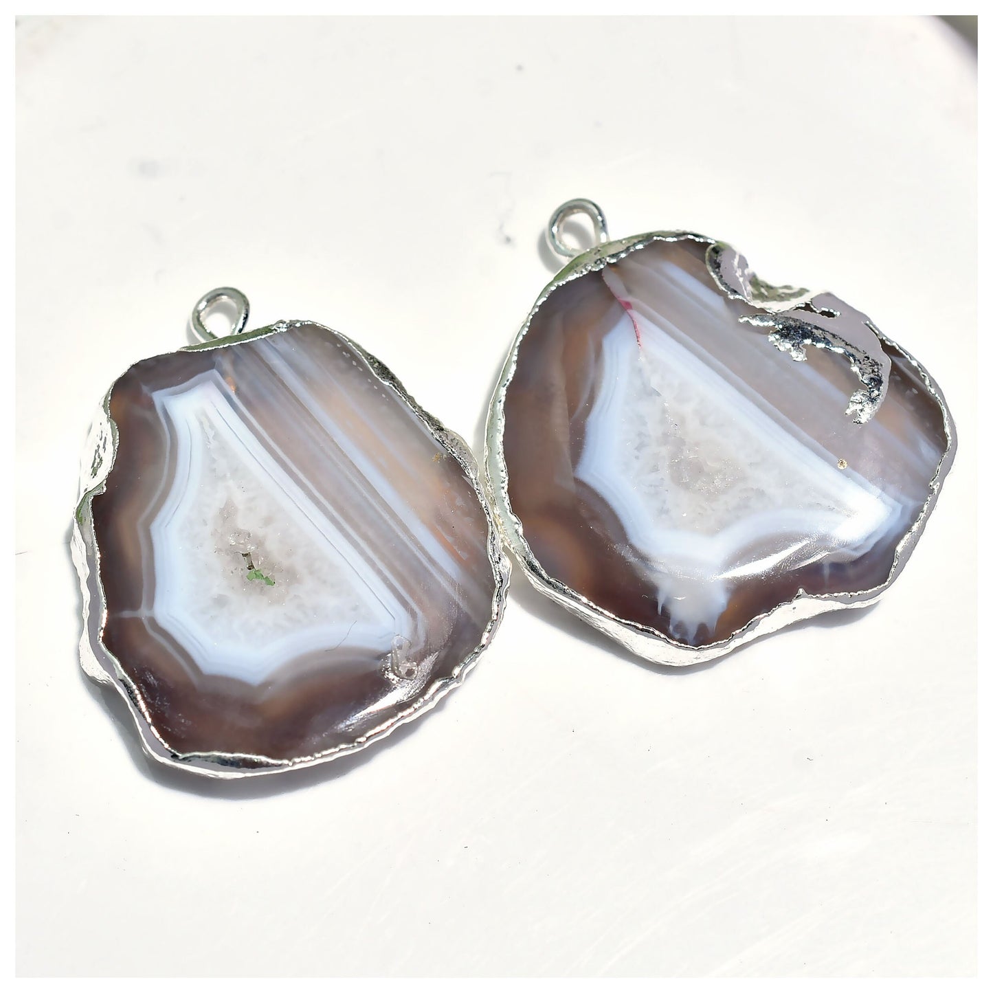 Beautiful Solar Quartz Pair in Silver Electroplated - Fancy Window Druzy Earrings