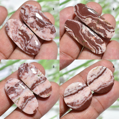 Coconut Jasper Pair Cabochon - Oval & Round Shaped Matching Gemstones