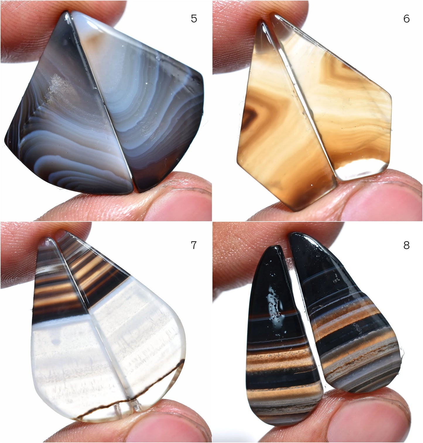 Black Banded Agate Matched Pair