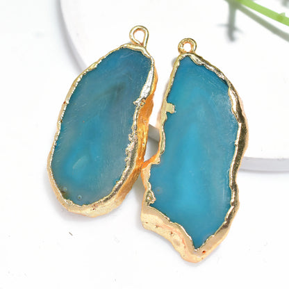 Geode Druzy Agate Gold Electroplated Earring Set