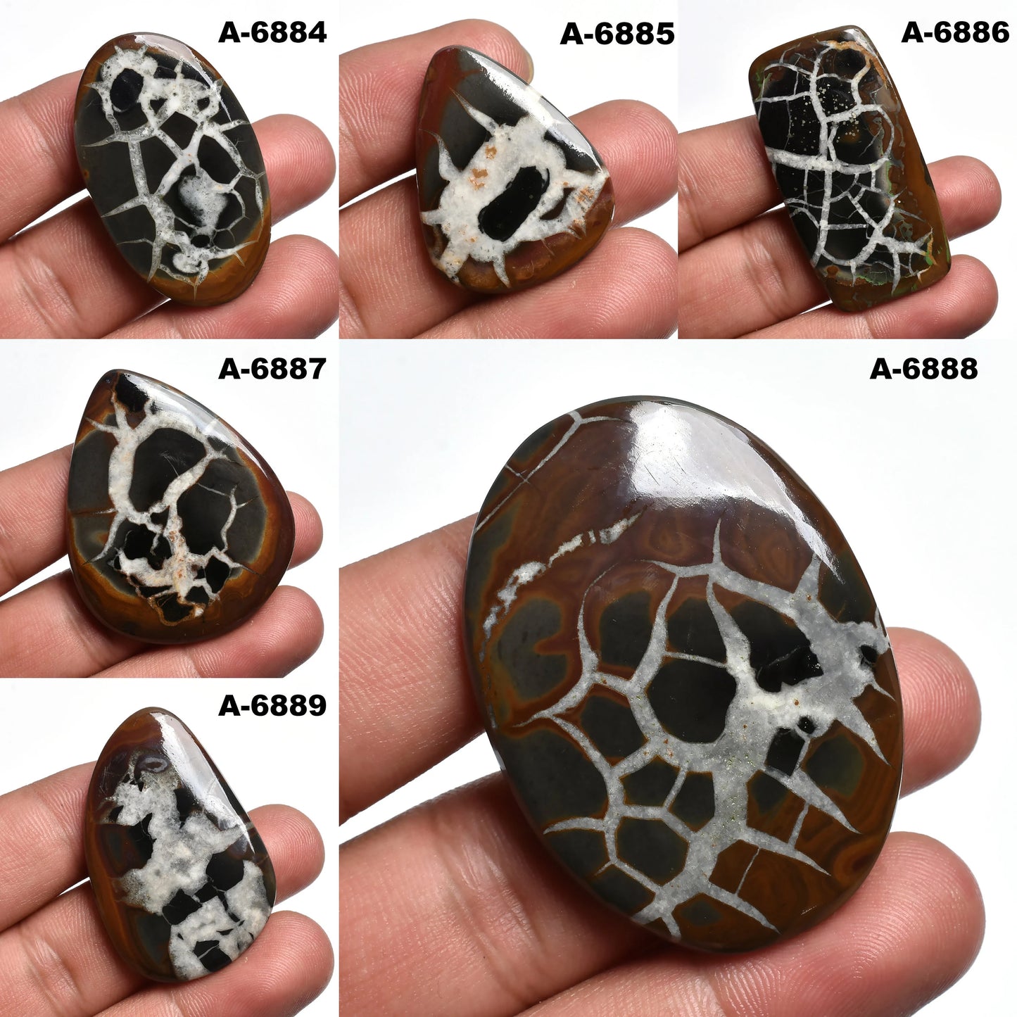 Elegant Black Septarian Stone - Natural Brown Septarian Cabochon