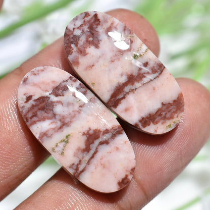 Coconut Jasper Pair Cabochon - Oval & Round Shaped Matching Gemstones