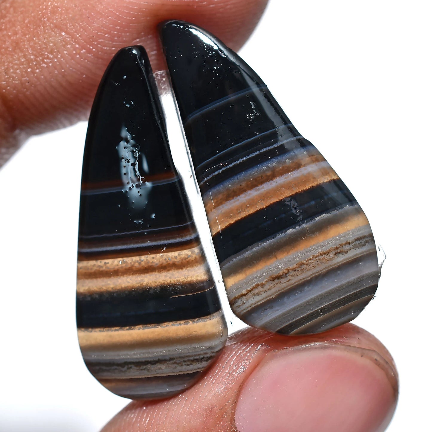 Black Banded Agate Matched Pair