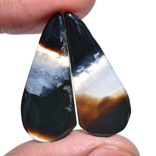 Shaded Banded Agate Cabochon Pair