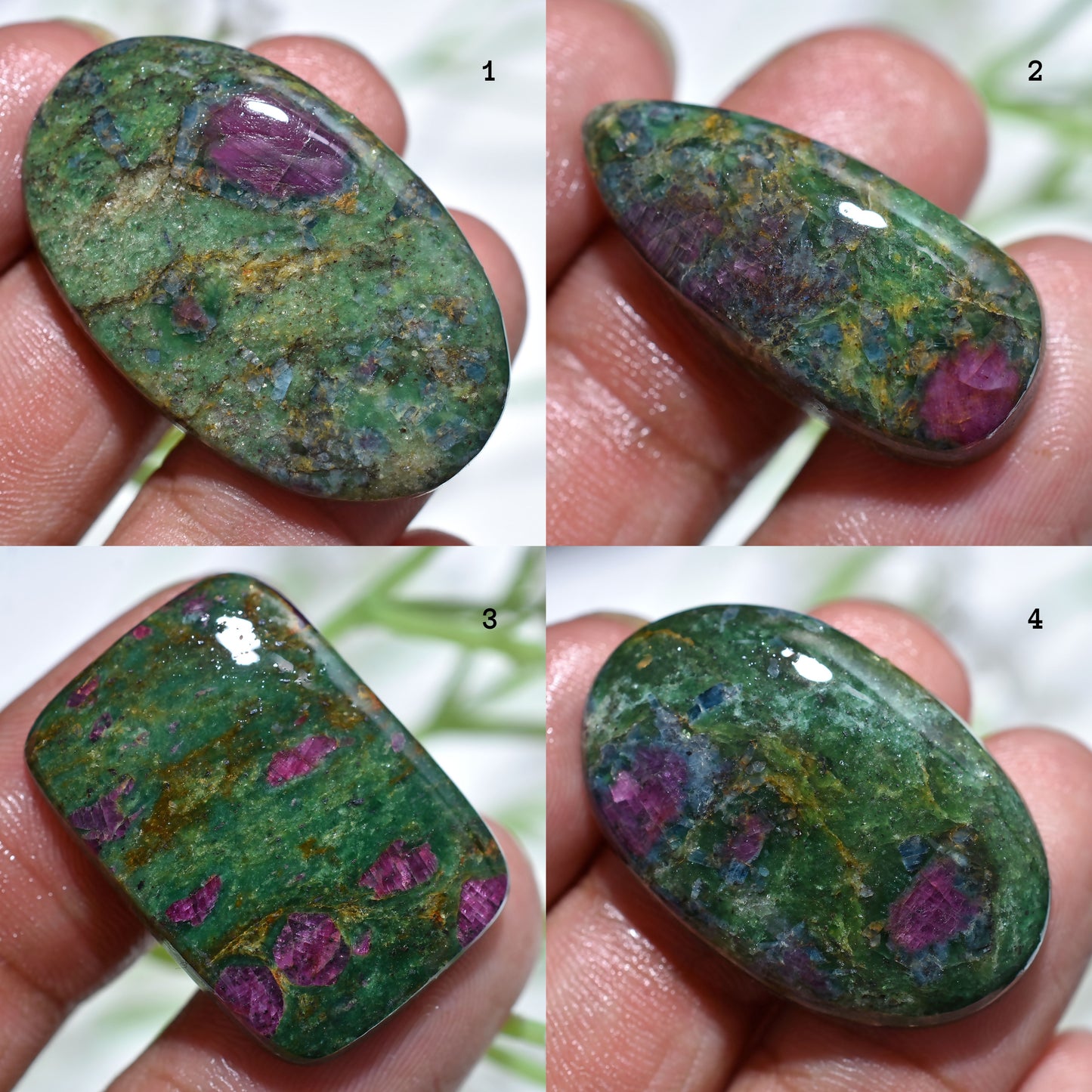 Natural Ruby Fuchsite Cabochon - Oval Shaped Gemstone