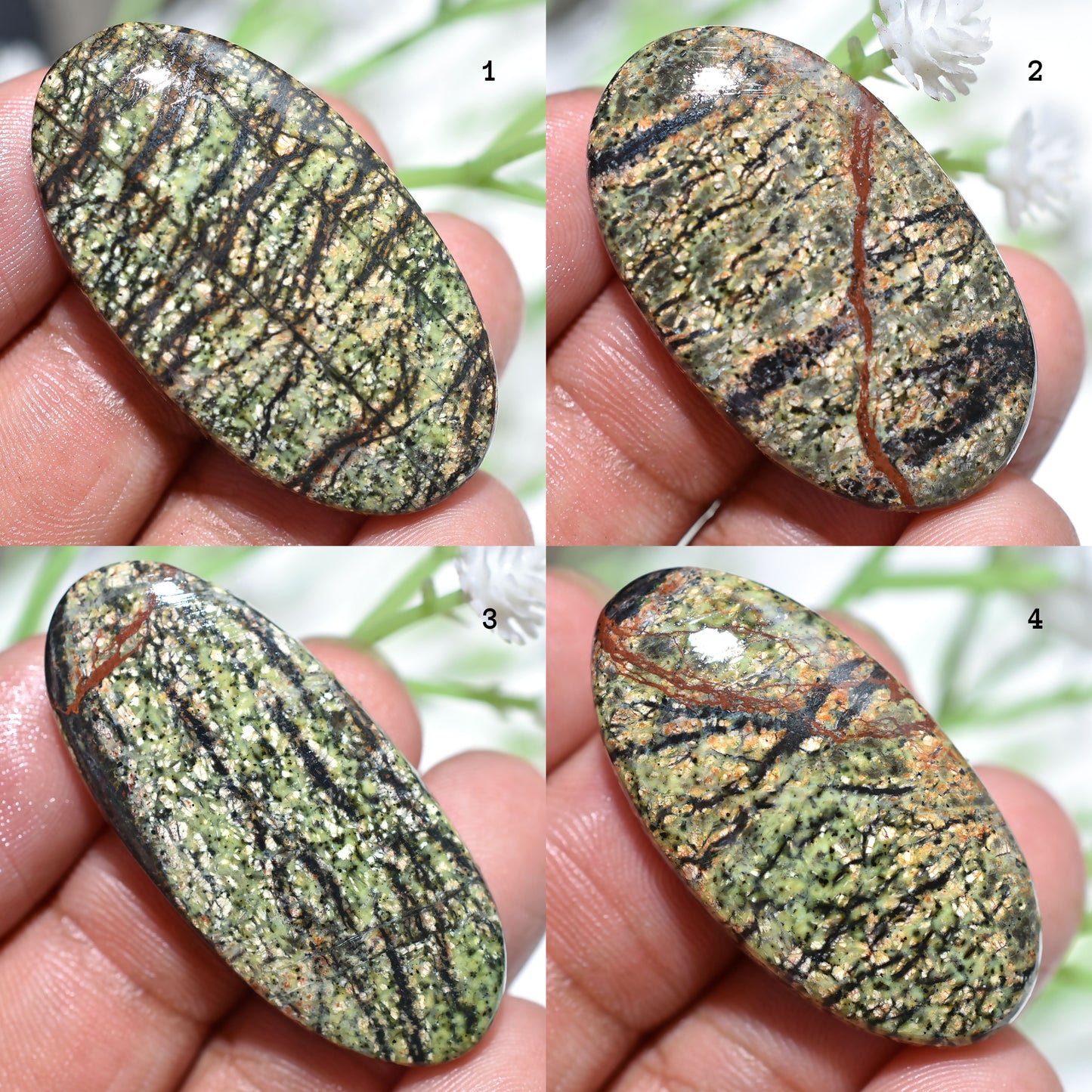 Green Lizard Skin Jasper Cabochon - Loose Gemstone