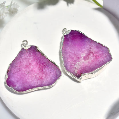 Beautiful Solar Quartz Pair in Silver Electroplated - Fancy Window Druzy Earrings