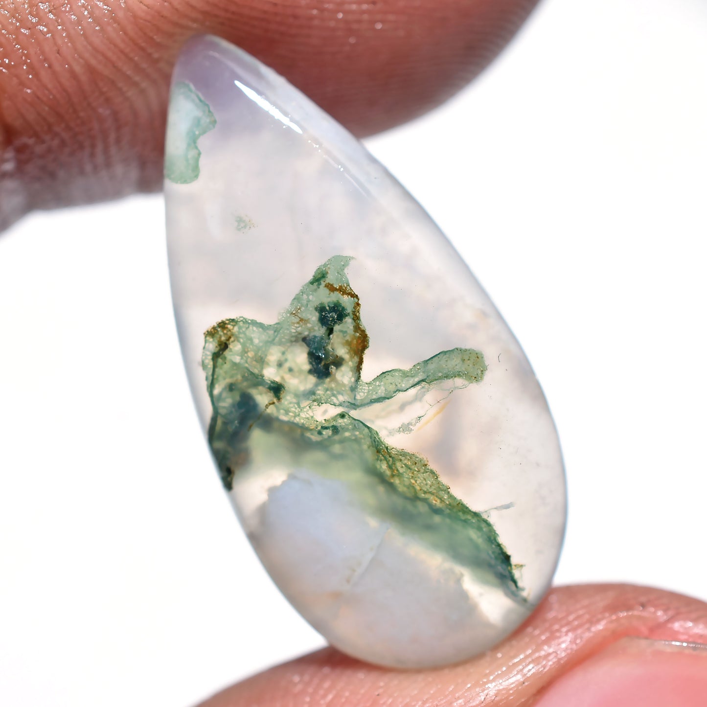 Dark Green Moss Agate Cabochon - Unique Loose Gemstone