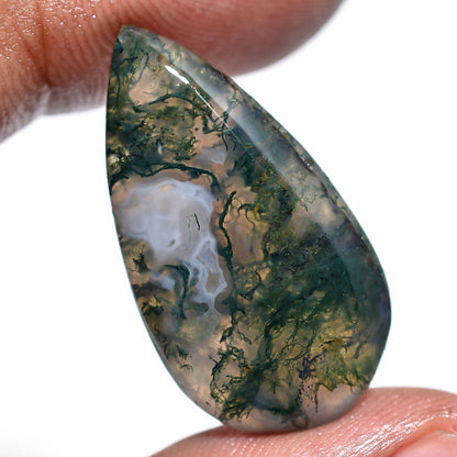 Dark Green Moss Agate Cabochon - Unique Loose Gemstone