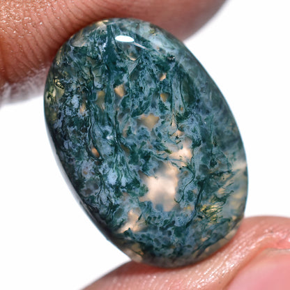 Dark Green Moss Agate Cabochon - Unique Loose Gemstone