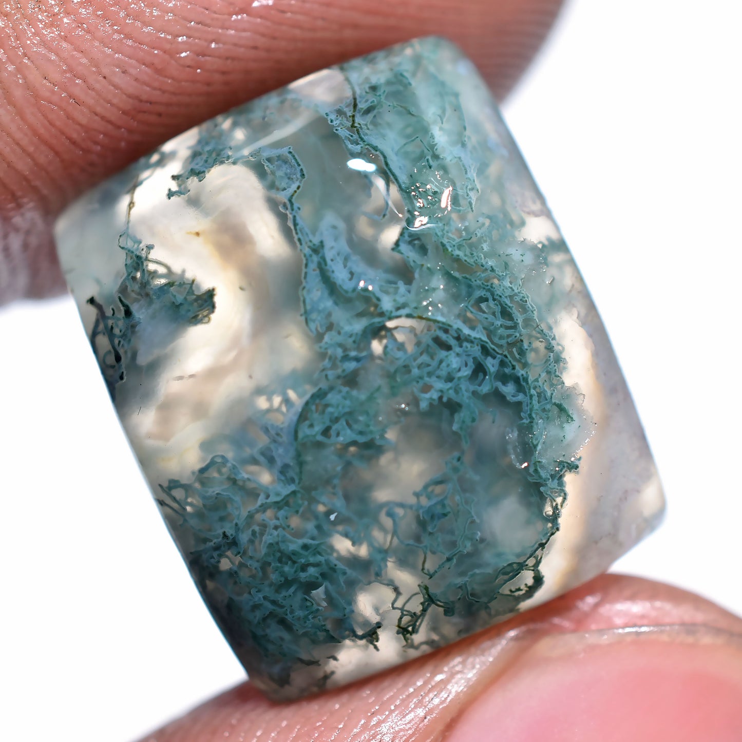 Dark Green Moss Agate Cabochon - Unique Loose Gemstone