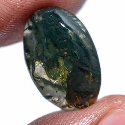 Dark Green Moss Agate Cabochon - Unique Loose Gemstone