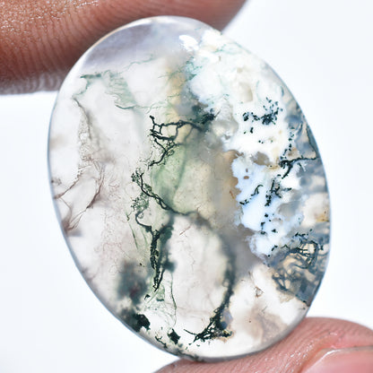 Dark Green Moss Agate Cabochon - Unique Loose Gemstone