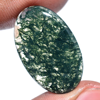 Dark Green Moss Agate Cabochon - Unique Loose Gemstone