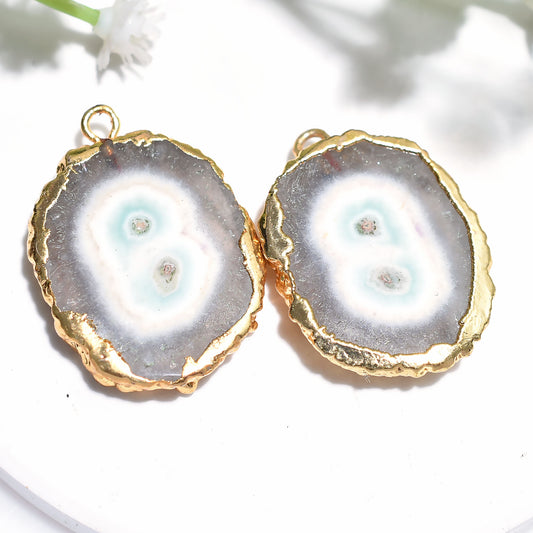 Wholesale Solar Quartz Gemstone Pair - Gold Electroplated