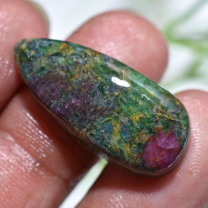 Natural Ruby Fuchsite Cabochon - Oval Shaped Gemstone