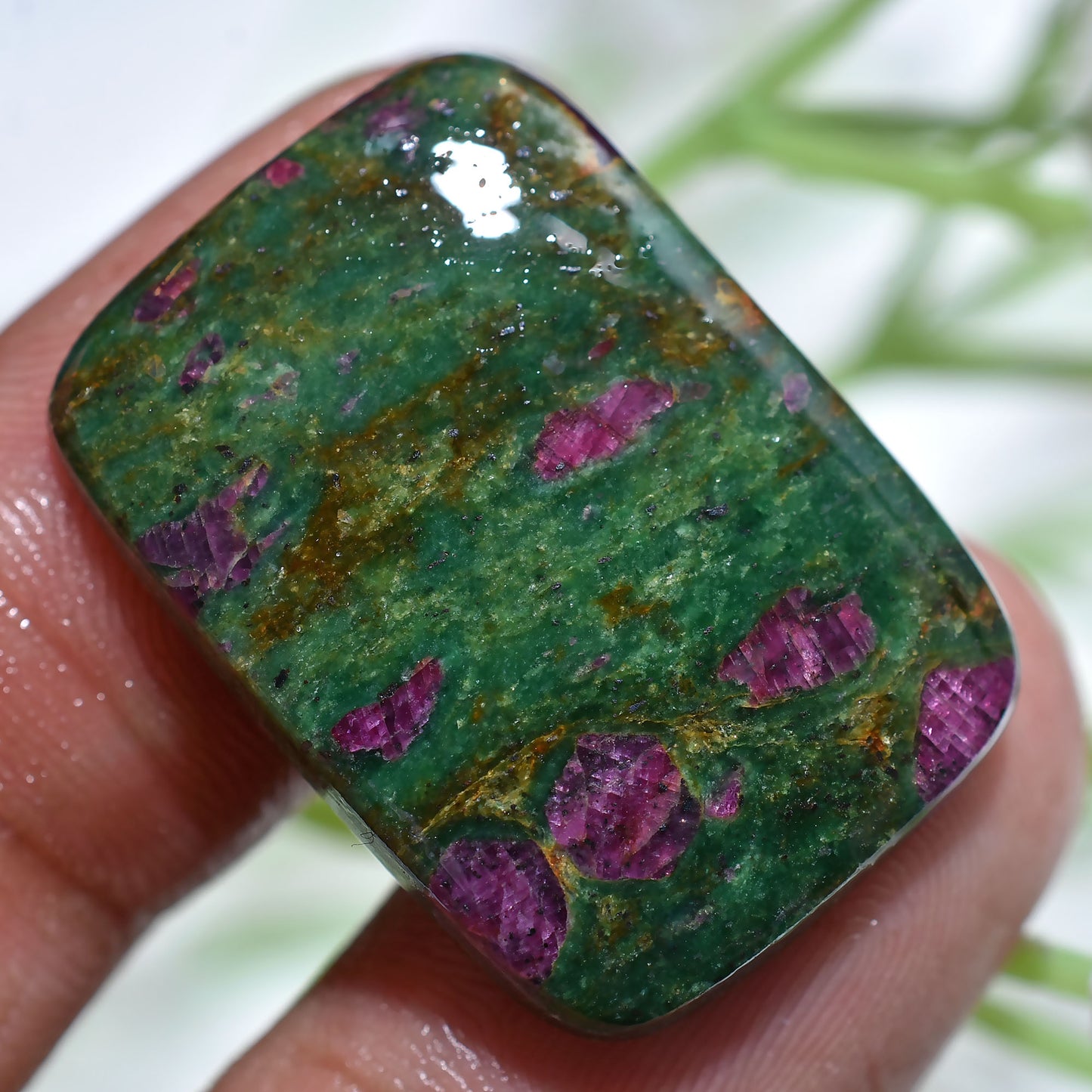 Natural Ruby Fuchsite Cabochon - Oval Shaped Gemstone