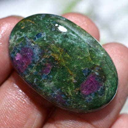 Natural Ruby Fuchsite Cabochon - Oval Shaped Gemstone