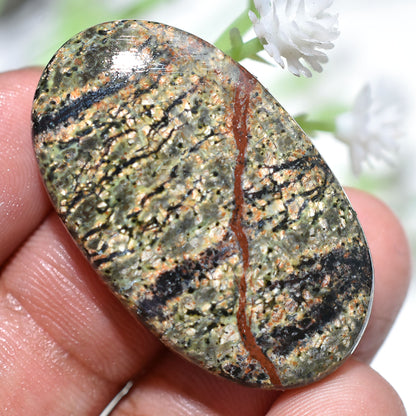 Green Lizard Skin Jasper Cabochon - Loose Gemstone