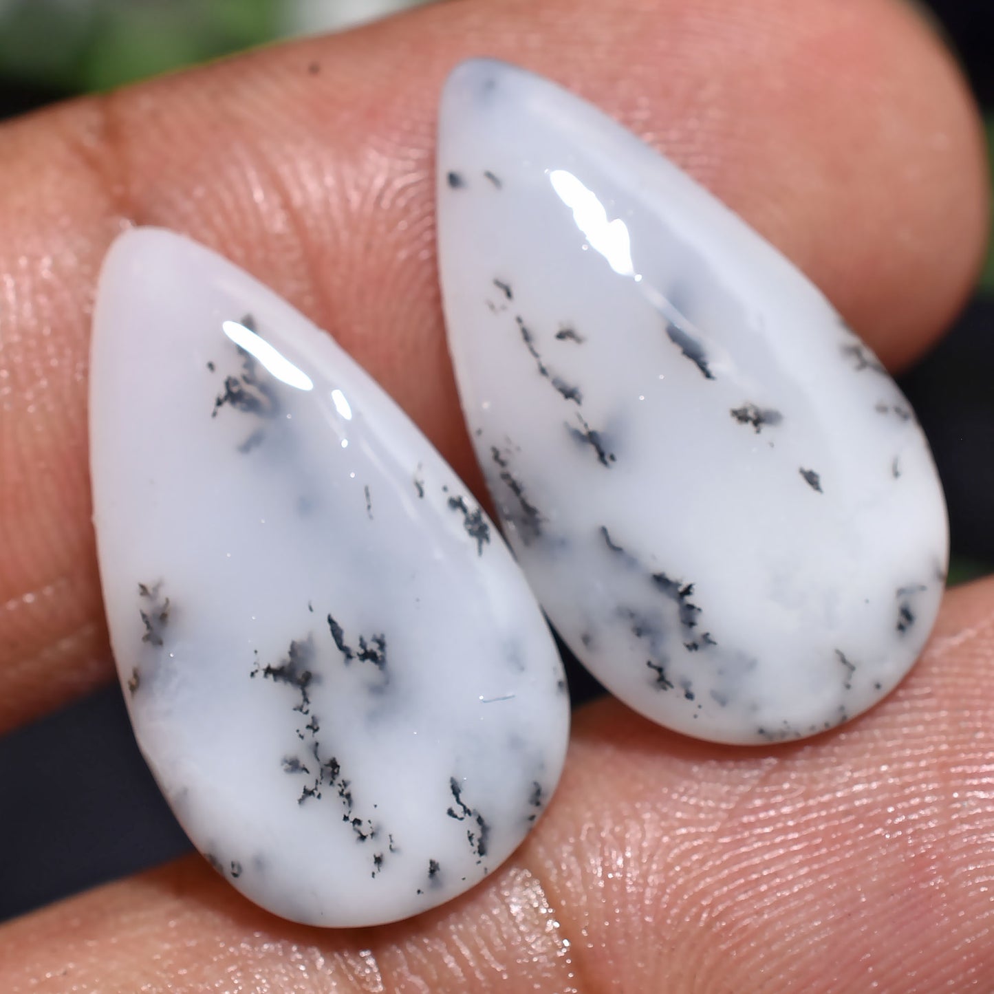 AAA Quality Dendrite Opal Crystal Pair - Matching Gemstone Earrings Set