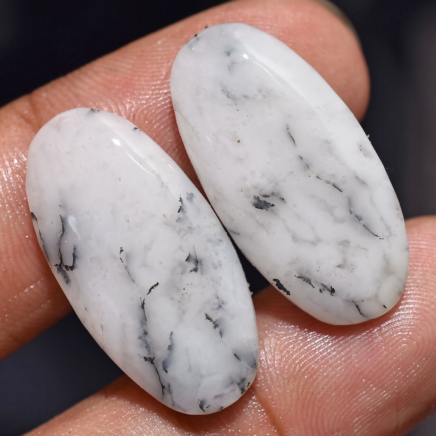 AAA Quality Dendrite Opal Crystal Pair - Matching Gemstone Earrings Set