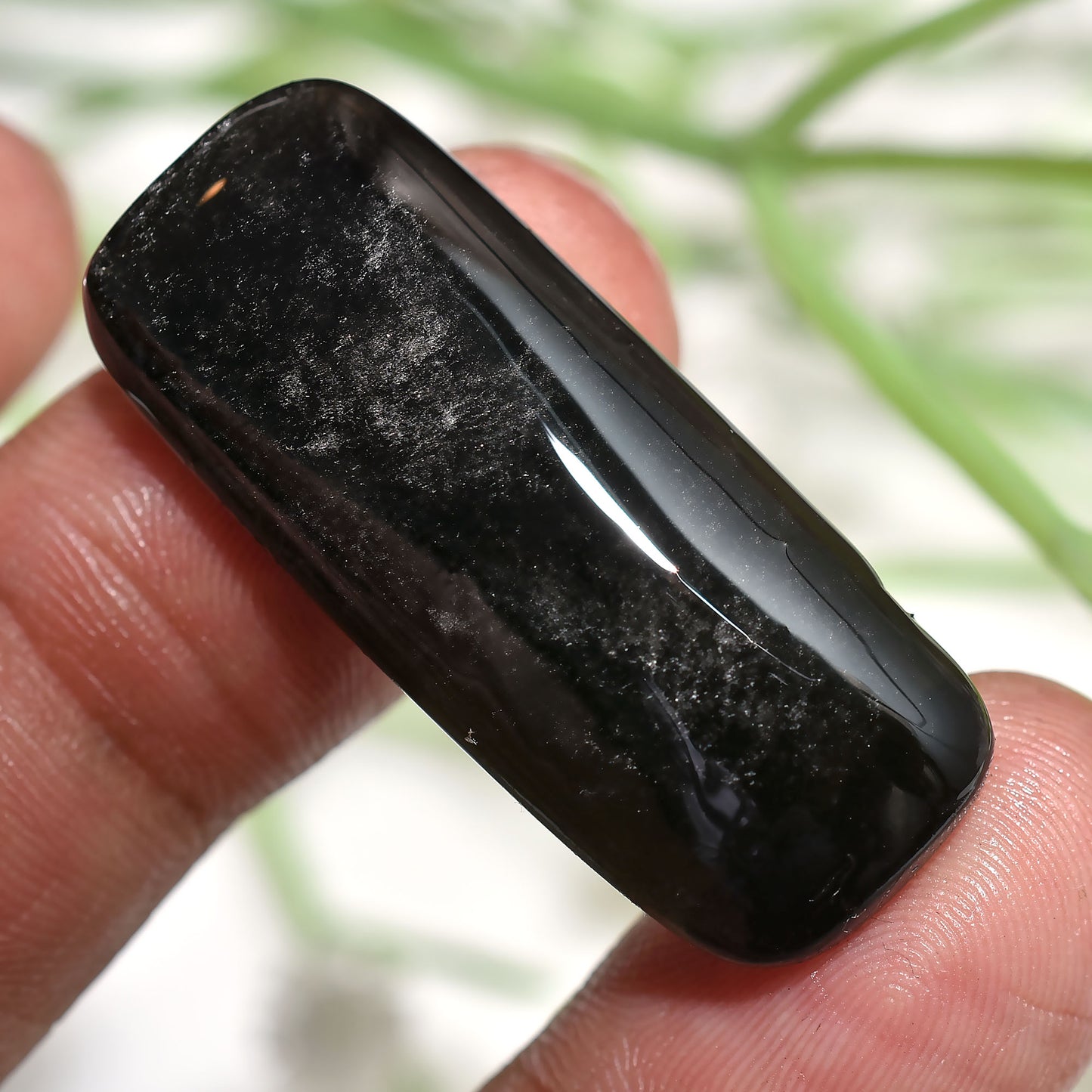 Natural Obsidian Cabochon - Rectangle Polished Black Gemstone for Jewelry Making