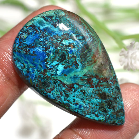 100% Natural Shattuckite Cabochon - Pear Shaped Blue Azurite Gemstone for Jewelry Making