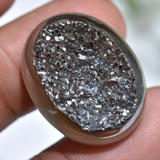 Silver Titanium Druzy Cabochon - Titanium Coated Druzy Loose Stone