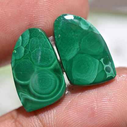 Attractive Malachite Fancy Shape Pair - Fancy Slice Gemstones for Earring