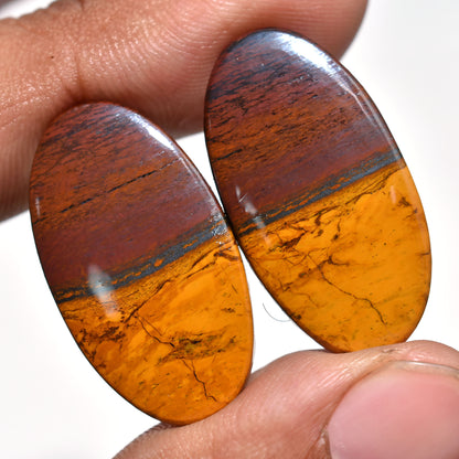 Amazing Iron Tiger Eye Oval Pair, Smooth Matched Gemstones