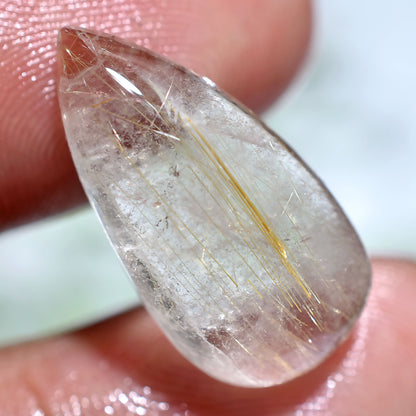 Teardrop Golden Rutile Stone - Smooth Quartz Crystals, Wholesale Flat Back Gemstones