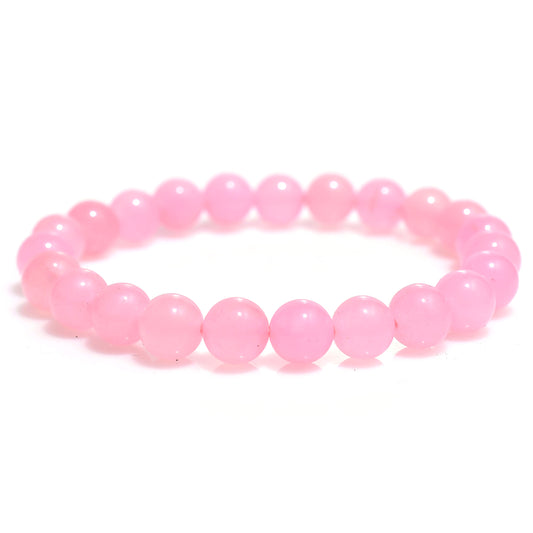 Attractive Rose Quartz Stretchable Bracelet, 8mm Beads Wrist Band For Men And Women