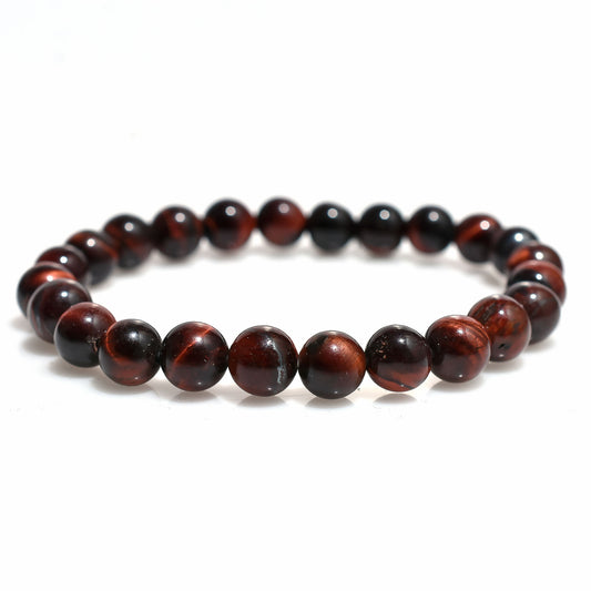 Handmade Tiger Eye Beaded  Bracelet, Red Flashy Tiger Eye Gemstone Healing Jewellery, Stretchable Hand Bracelet