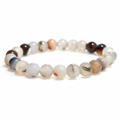 Unisex Montana Agate Bracelet, 8mm Gemstone Beads Stretchable Handband