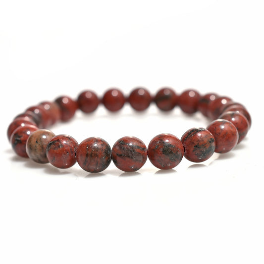 Unakite Beaded Stretch Bracelet | Smooth Polished Gemstone Healing Jewellery