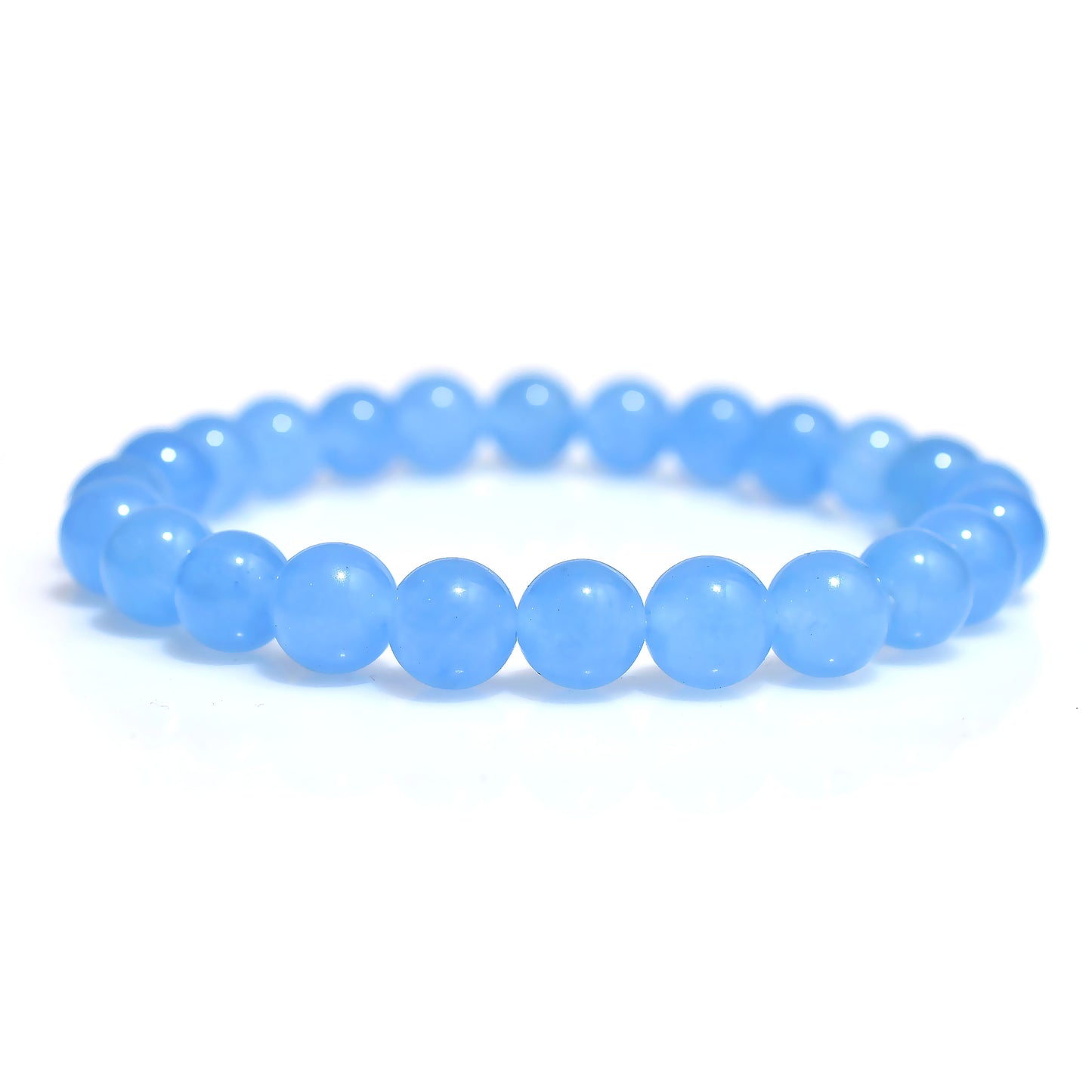 Blue Chalcedony 8mm Beads Bracelet, Stretchable Elastic Hand Band