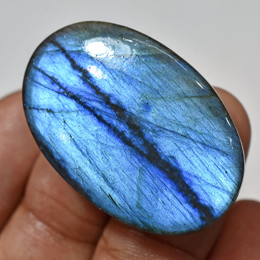 100% Natural Blue Labradorite Cabochon, Multi Flash Oval - Round Shaped Smooth Polished Gemstone, Loose Flat Back Crystal For Jewelry