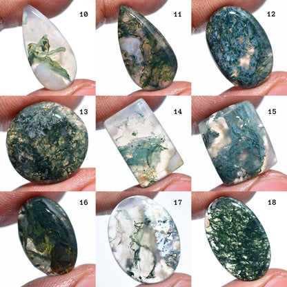 Dark Green Moss Agate Cabochon - Unique Loose Gemstone