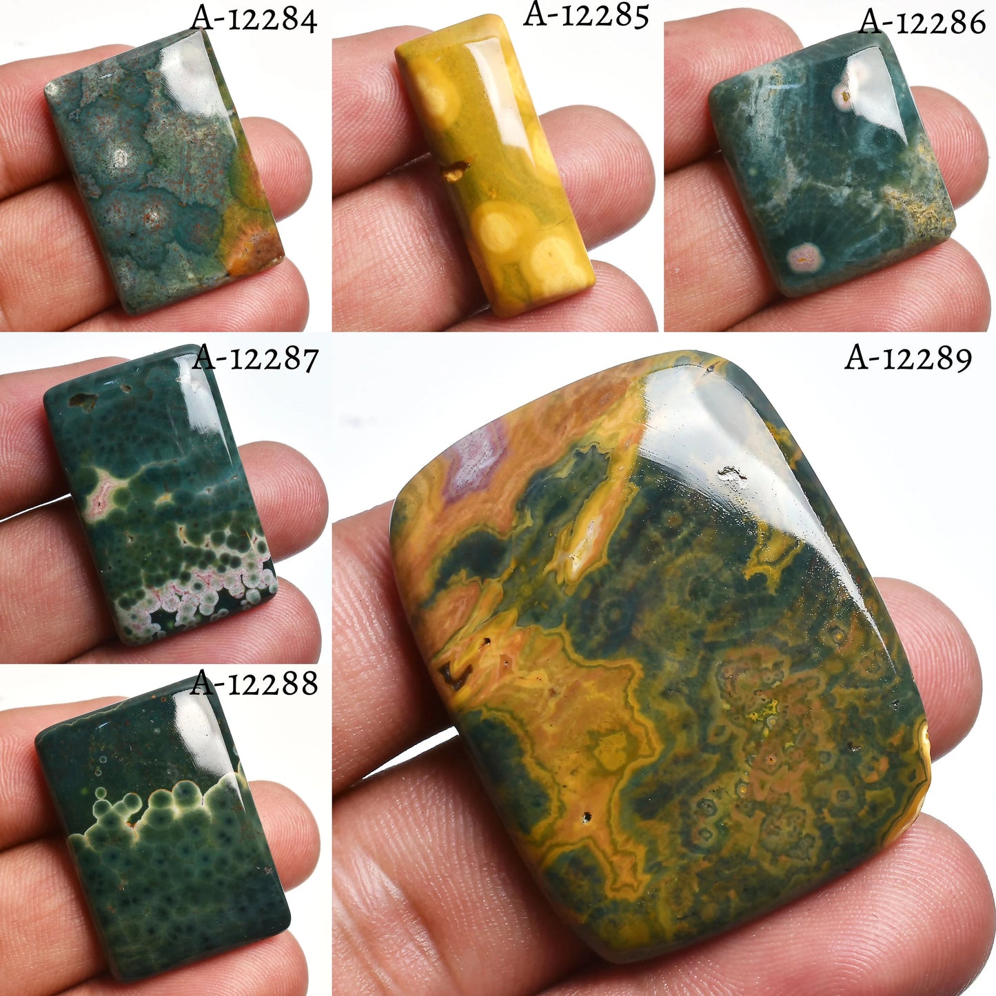 Natural Ocean Jasper Cabochon - Green Chakra Gemstone