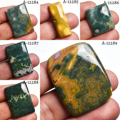 Natural Ocean Jasper Cabochon - Green Chakra Gemstone