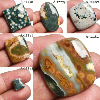 Natural Ocean Jasper Cabochon - Green Jasper Crystal