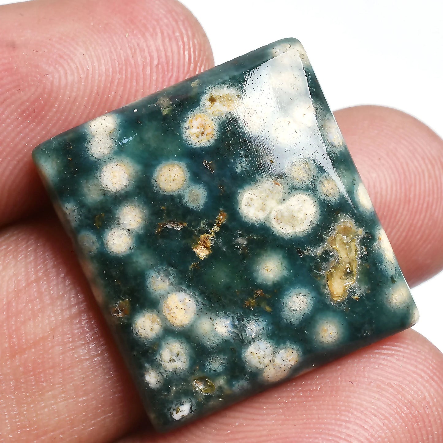 Natural Ocean Jasper Cabochon - Green Jasper Crystal