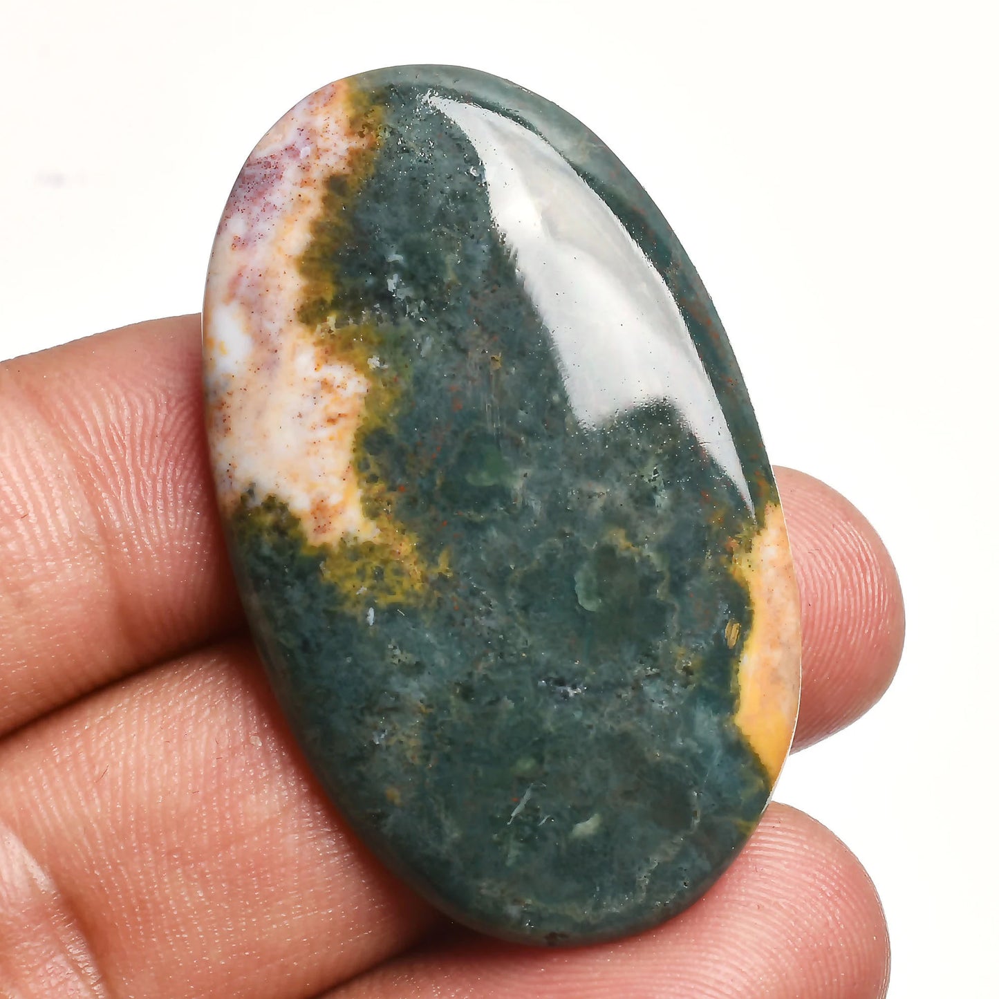 Natural Ocean Jasper Cabochon - Green Jasper Crystal