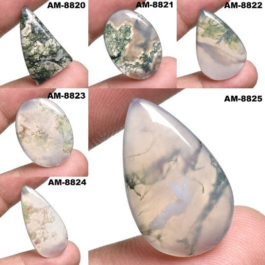 Natural Moss Agate Cabochons - Crystal Agate Stone