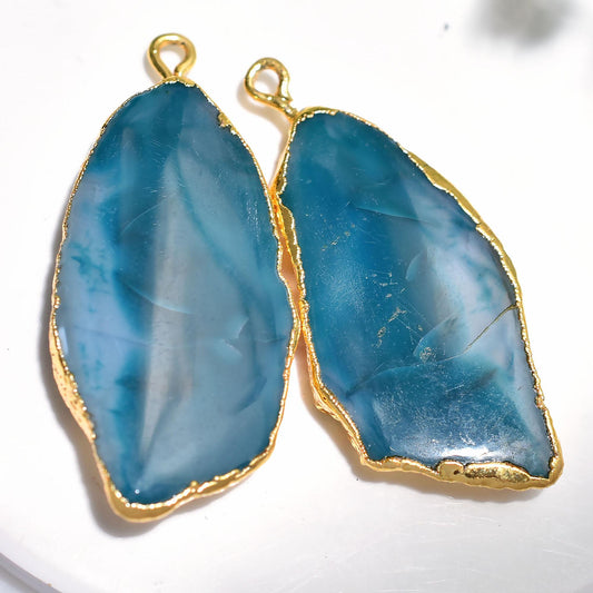 Gold Electroplated Druzy Earrings Pair Connectors for DIY Jewelry