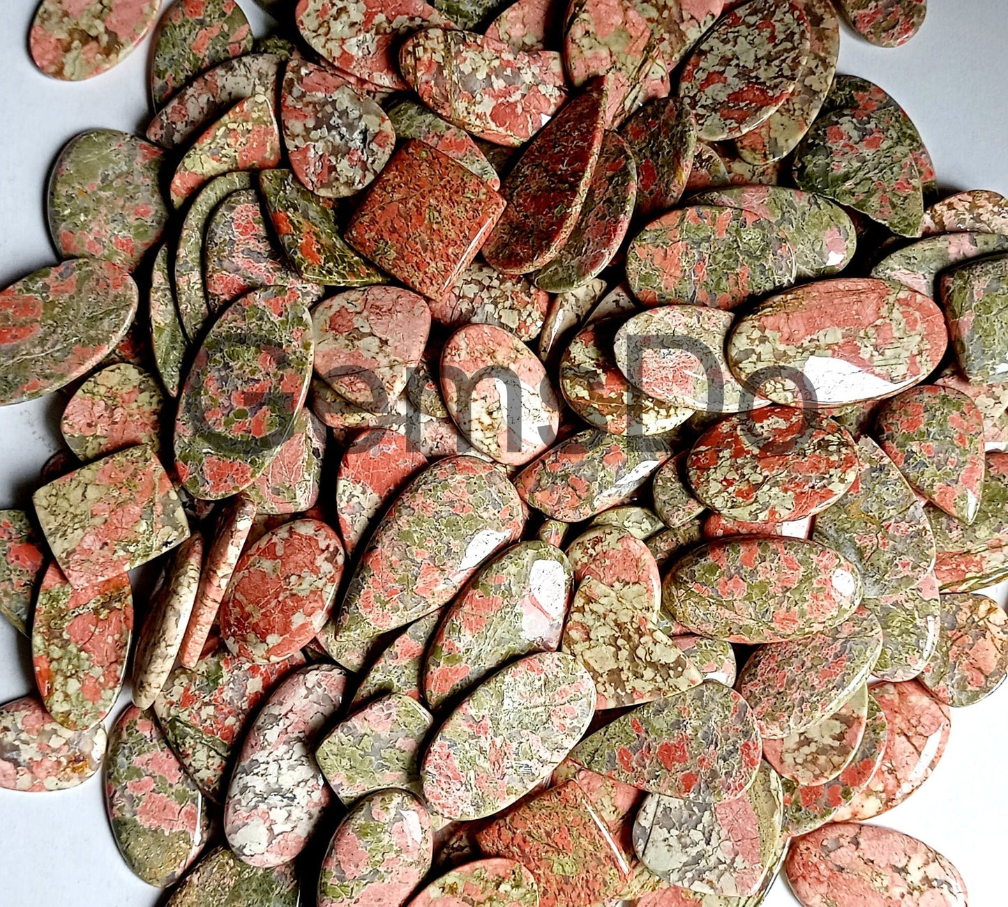 Natural Unakite Gemstone Lot - Smooth Cabochons for Jewelry Making, Bulk Plain  Gemstones, Great Value Wholesale