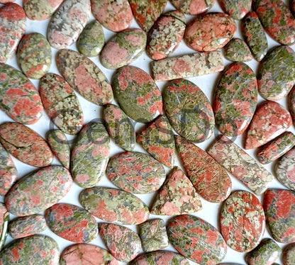 Natural Unakite Gemstone Lot - Smooth Cabochons for Jewelry Making, Bulk Plain  Gemstones, Great Value Wholesale