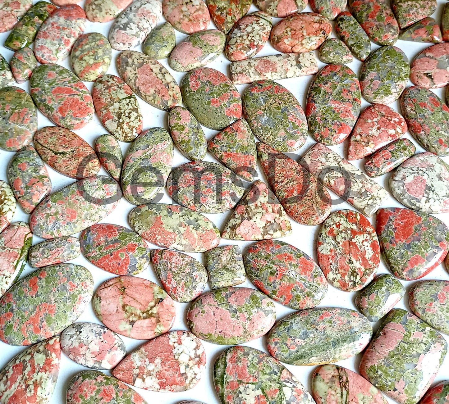 Natural Unakite Gemstone Lot - Smooth Cabochons for Jewelry Making, Bulk Plain  Gemstones, Great Value Wholesale