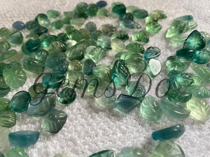 Natural Fluorite Flower Carving Loose Gemstone, Green Fluorite Carved Gemstone Lot