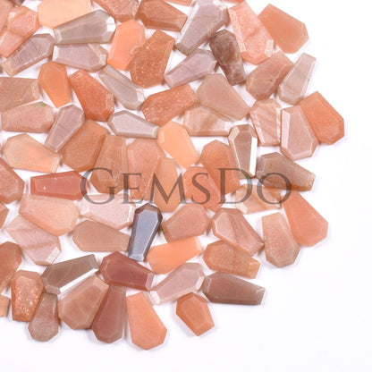 Bulk Price Peach Moonstone Lot, Faceted Coffin Gemstones for Jewelry Making